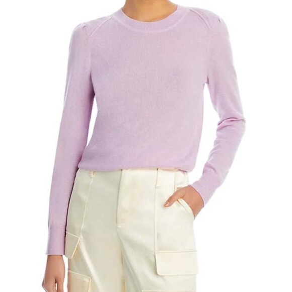 Aqua Cashmere Light Purple Puff Sleeve Crewneck Sweater Size M NWT - Picture 2 of 11
